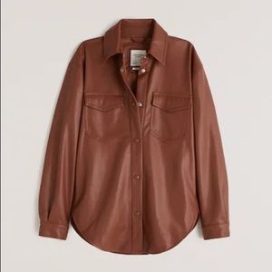 Vegan Leather Shirt Jacket